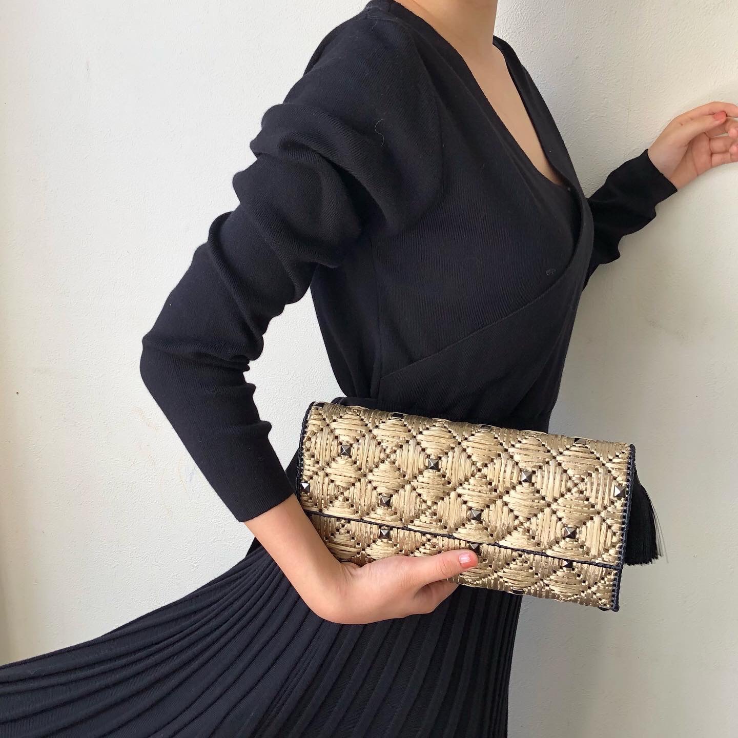 Creemaメルマガ特集掲載商品 ★再販大人フォーマルクラッチバッグスタッズラグジュアリー結婚式二次会入学卒業ディナー