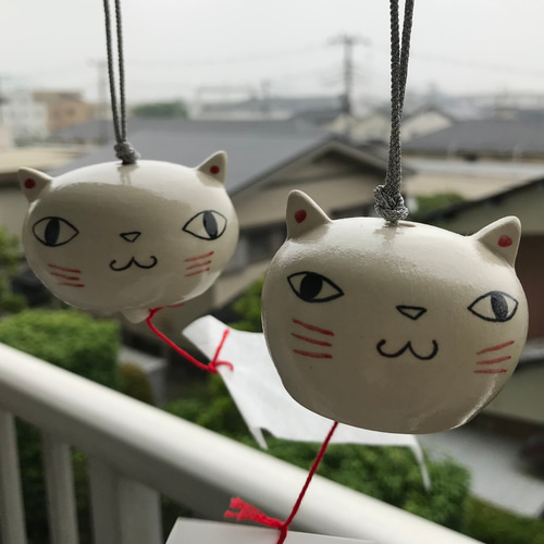 ねこけし 風鈴(短冊花柄) 風鈴 陶器屋スピコ 通販 12220884