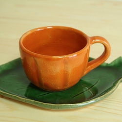 かぼちゃカップと葉っぱのお皿 Ⅰ(セット価格） 2枚目の画像
