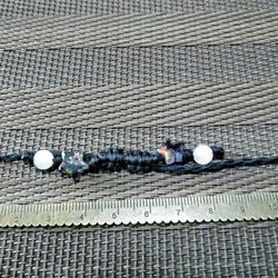 伸縮マスクチェーン黒　白色瑪瑙　星ミルフィオリ　マクラメ　四つ編み　ワックスコード 4枚目の画像