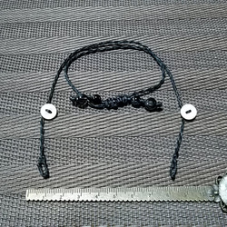 伸縮マスクチェーン黒　オニキス　スモーキークォーツ　マクラメ　四つ編み 1枚目の画像