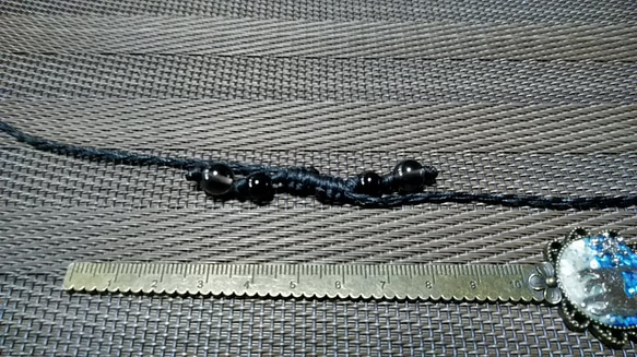 伸縮マスクチェーン黒　オニキス　スモーキークォーツ　マクラメ　四つ編み 3枚目の画像