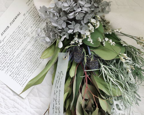 紫陽花とユーカリのドライフラワー スワッグ✿︎Blue ドライフラワー