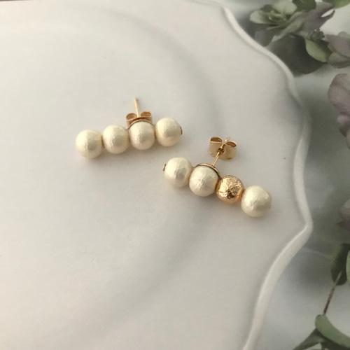 E&E PROJECT コットンパール 4連ピアス コットンパールの4連ラインピアス ピアス（その他） HENO_HENO
