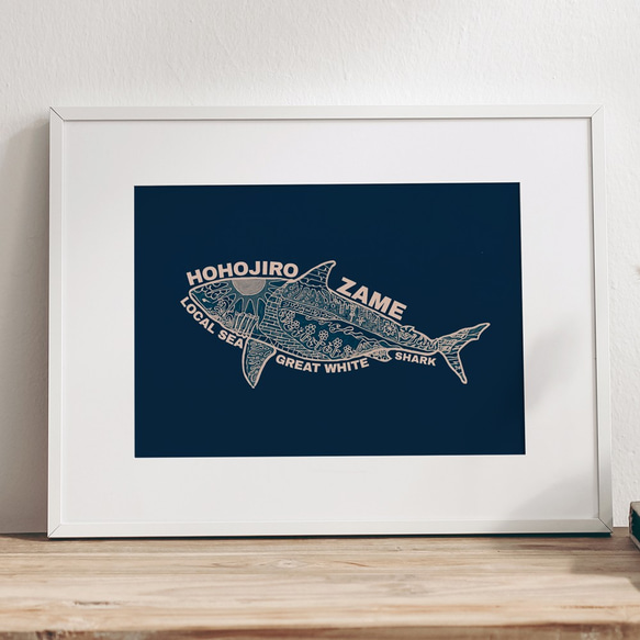 サメ　鮫　魚　自然　海　生き物　手書きデザイン　ポスター　kotobuki art0306 1枚目の画像
