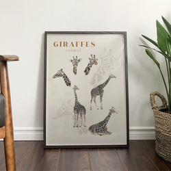 ポスター キリン サファリ giraffe インテリア 【送料無料】アートポスター アートのある暮らし art0191 3枚目の画像