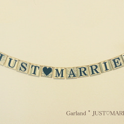 ウェディング　結婚式　JUST　MARRIED ガーランド/バナー　ゴールド枠 1枚目の画像