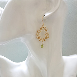 月桂樹と宝石質ペリドットのピアス/イヤリング 5枚目の画像