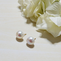 入学、卒業、卒園式に…【アウトレット品】lady pearl 大粒淡水パールの14kgf一粒ピアス 5枚目の画像