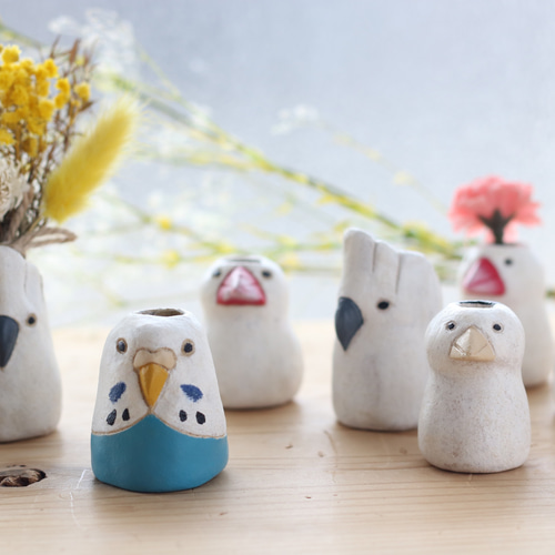 鳥さんの一輪挿し【桜文鳥・受注制作】 一輪挿し・花瓶・花器 kotolier