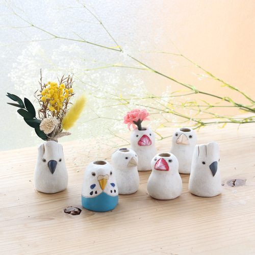 鳥さんの一輪挿し【桜文鳥・受注制作】 一輪挿し・花瓶・花器 鳥さんの一輪挿し【桜文鳥・受注制作】 一輪挿し・花瓶・花器