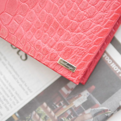 受注制作】ほぼ日手帳A5対応！本革クロコダイル型押し手帳カバー（赤