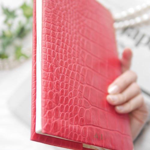 受注制作】ほぼ日手帳A5対応！本革クロコダイル型押し手帳カバー（赤