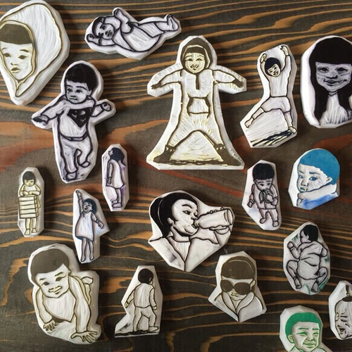 オーダーメイド お子様の似顔絵はんこ {お顔のみ} 消しゴムはんこ