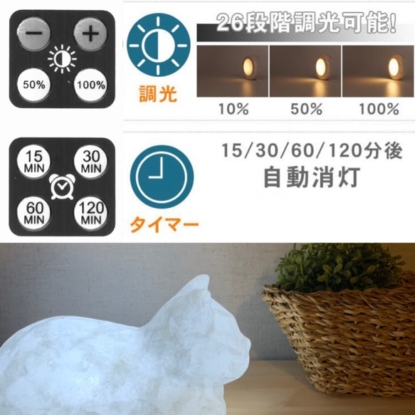 和紙猫のランプ/ライト/ハンドメイド/ネコ雑貨(受注製作)お座り 6枚目の画像