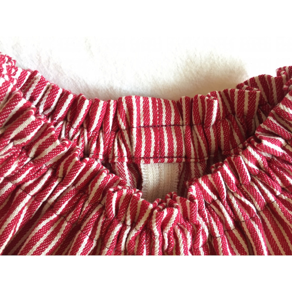 (80~100size)ストライプ柄スカート(赤) 2枚目の画像
