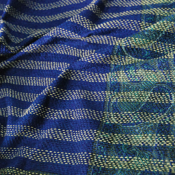 【全面刺し子】バングラデシュの伝統刺繍*JASMINE#2* シルク ノクシカタ ストール 5枚目の画像