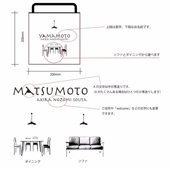 【カフェな　表札】足場板　表札　ホワイト 5枚目の画像