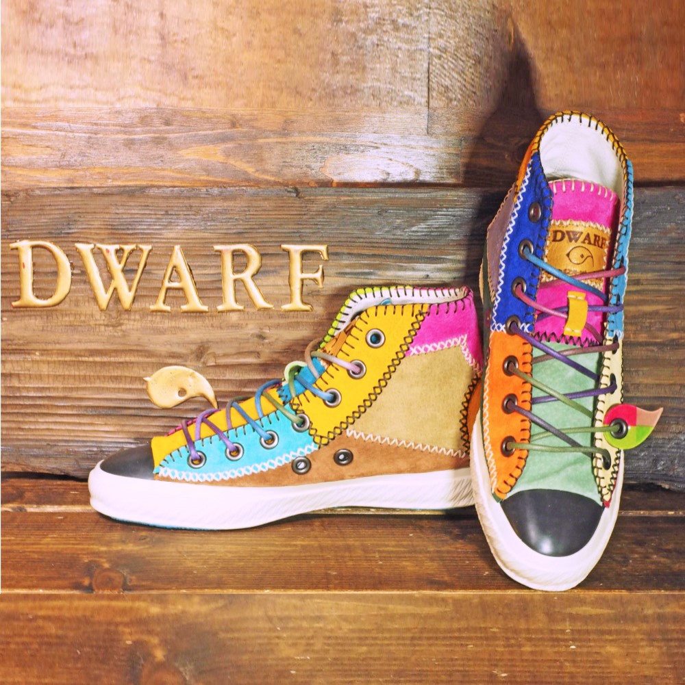 【受注制作】 ﾊﾟｯﾁﾜｰｸ靴 ﾎﾟﾀﾘｰ黒ｿｰﾙ HI  Bﾀｲﾌﾟ