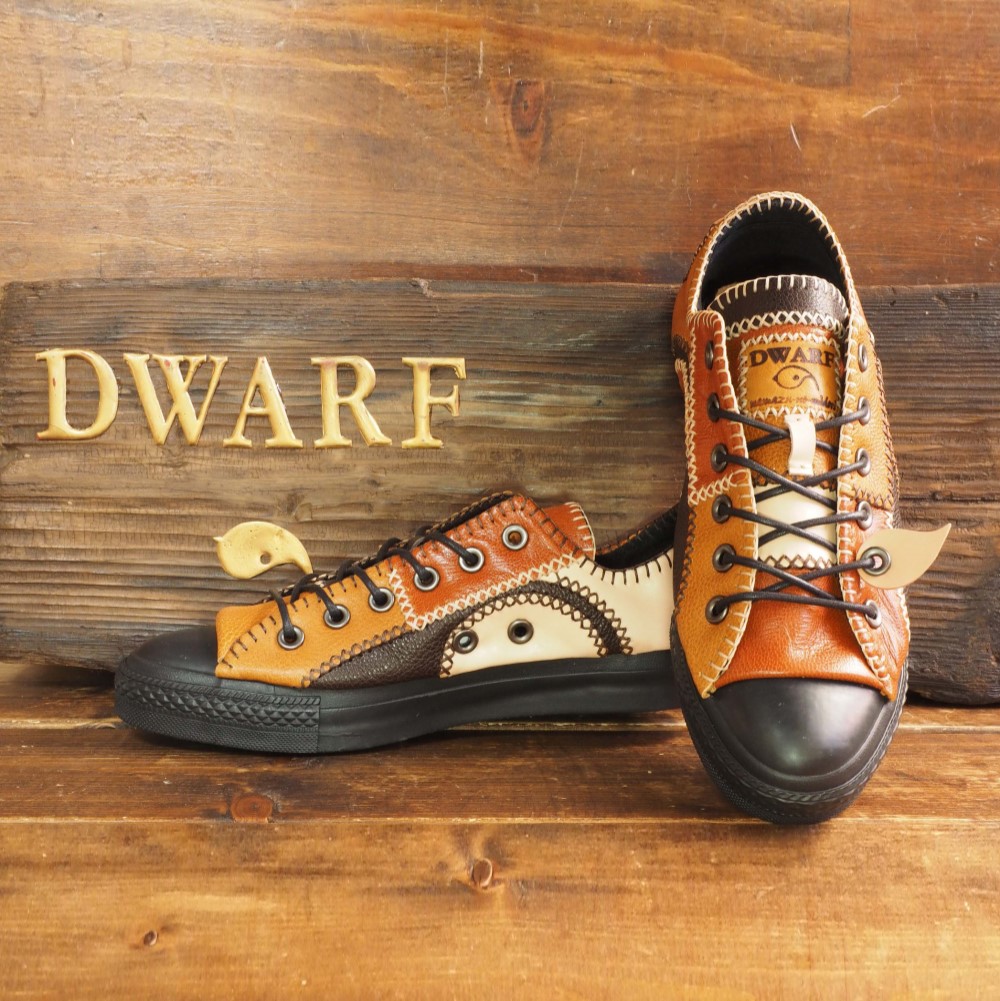 【受注制作】 牛革ﾊﾟｯﾁﾜｰｸ靴 LOW Aタイプ