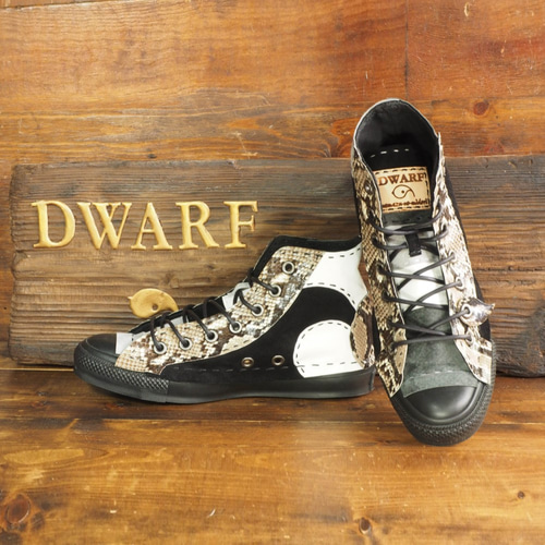 受注制作】蛇革×ﾓﾉｸﾛ ﾁｸﾁｸ靴 HI Aタイプ スニーカー DWARF ( ドワーフ