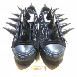 【受注制作 】黒トゲトゲ 厚底靴 LOW 2枚目の画像