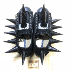 【受注制作 】黒トゲトゲ 厚底靴 LOW 4枚目の画像