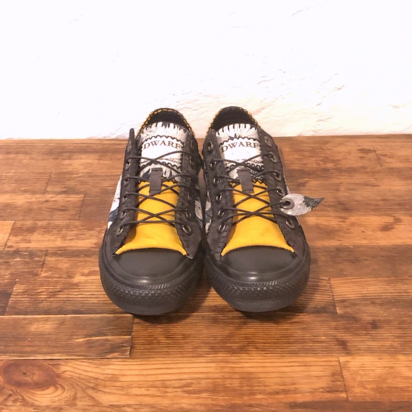 【受注制作】リバティパッチワーク靴 LOW 黒ソール 9枚目の画像