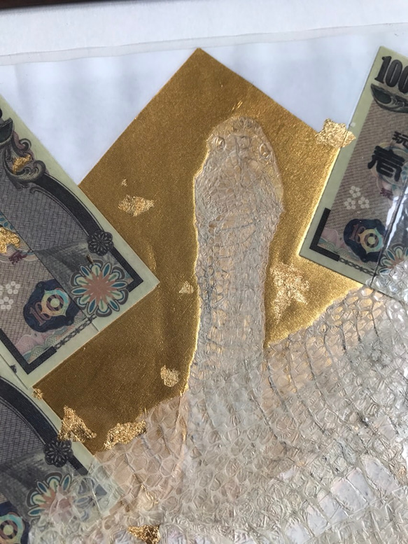 白蛇の一本脱ぎ&馬のたてがみ&帯封&金箔&フクロウの羽 御守り❤︎ 2枚目の画像