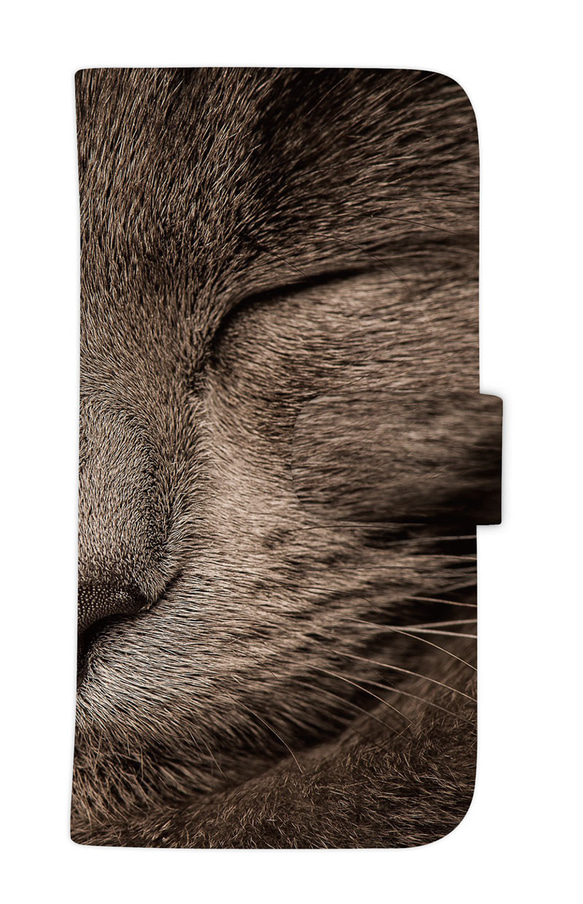 送料無料♪ 猫 CAT ニャンコ 黒猫 唇 スマホケース 手帳型 手帳ケース ブックタイプ iphoneのみ対応 1枚目の画像