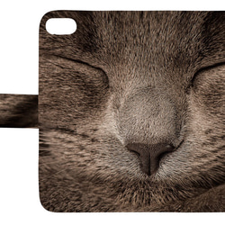 送料無料♪ 猫 CAT ニャンコ 黒猫 唇 スマホケース 手帳型 手帳ケース ブックタイプ iphoneのみ対応 2枚目の画像