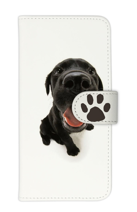 送料無料♪ 犬 DOG 魚眼 ラブラドール ドッグ 鼻 可愛い  手帳型 手帳ケース ブックタイプ iphoneのみ対応 1枚目の画像