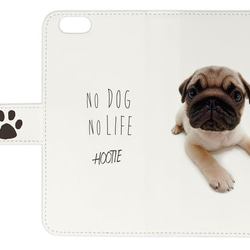送料無料♪ 犬 DOG 魚眼 パグ ドッグ 鼻 ブサカワ 子犬 手帳型 手帳ケース ブックタイプ iphoneのみ対応 2枚目の画像