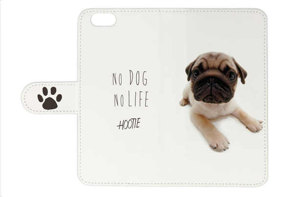 送料無料♪ 犬 DOG 魚眼 パグ ドッグ 鼻 ブサカワ 子犬 手帳型 手帳ケース ブックタイプ iphoneのみ対応 2枚目の画像