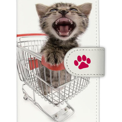 送料無料♪ 猫 CAT 子猫 ニャンコ 唇 可愛い もふもふ  手帳型 手帳ケース ブックタイプ iphoneのみ対応 1枚目の画像
