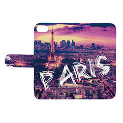送料無料♪ パリ PARIS 風景 イラスト  スマホケース 手帳型 手帳ケース ブックタイプ iphoneのみ対応 2枚目の画像