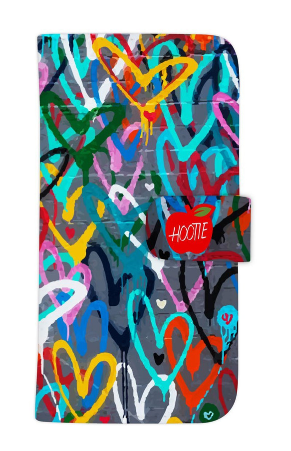 送料無料♪ パリ カラフル 絵の具 ハート 可愛い スマホケース 手帳型 手帳ケース ブックタイプ iphoneのみ対応 1枚目の画像