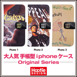 送料無料♪ 全機種対応♪ 手帳型 レザーケース レコード レコジャケ HIP HOP STREET 90年代 洋楽 1枚目の画像