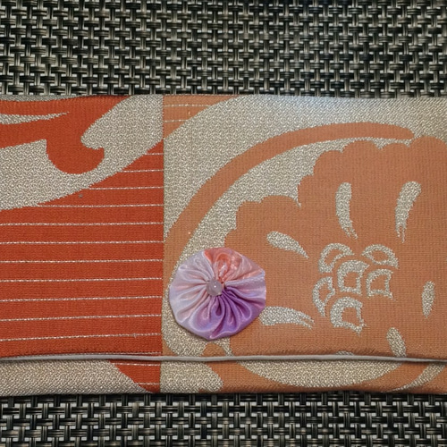 すぐ使える！祝儀袋付き 帯リメイク 未仕立て帯 袱紗 ふくさ オレンジ