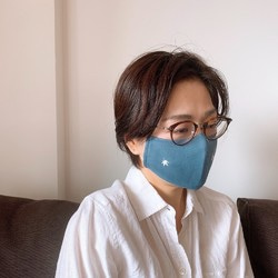 【盛夏用　接触冷感】RITOFU 絽夏着物マスク　紺１ 4枚目の画像