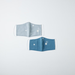 【盛夏用　接触冷感】RITOFU 絽夏着物マスク　紺２ 3枚目の画像
