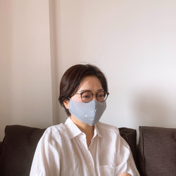 【盛夏用　接触冷感】RITOFU 絽夏着物マスク　グレー１ 3枚目の画像