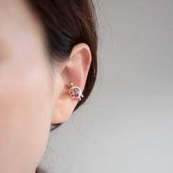 double ear cuffs -日本製ヴィンテージガラスのイヤーカフとリングのセット- 4枚目の画像