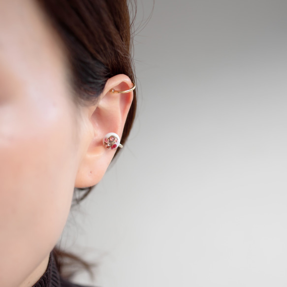 double ear cuffs -日本製ヴィンテージガラスのイヤーカフとリングのセット- 5枚目の画像