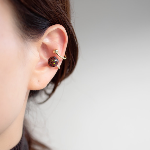 double ear cuffs -日本製ヴィンテージガラスのイヤーカフとリングカフのセット‐ 4枚目の画像