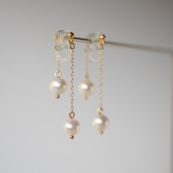 Let it snow! -pearls & 14kgf chain-non hole pierces 第4張的照片