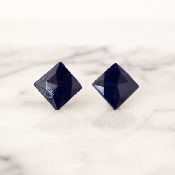 NAVY [vintage glass]14kgf pierces or earrings 第1張的照片