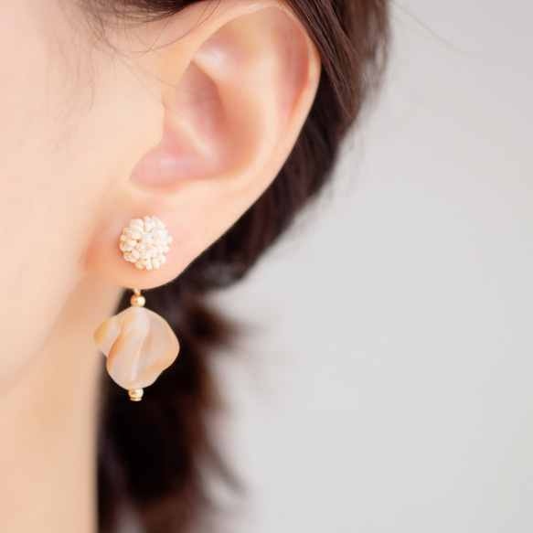 Hirari櫻花復古零件耳環14kgf 2way耳環和耳環 第3張的照片