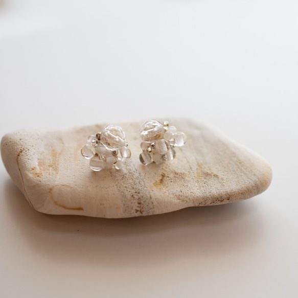 clear bijou [Vintage glass and beaded earrings] 14kgf 穿孔耳環 第4張的照片