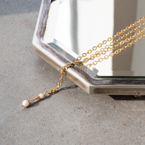 coral & chain k24純金 珊瑚とヴィンテージパーツネックレス